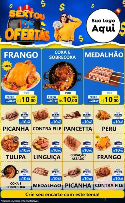 Modelo de Encarte para Encarte Grande com o tema Sextou de Ofertas para Assados