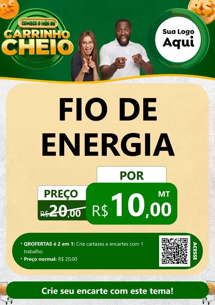 Modelo de Cartaz para Cartaz A4 Vertical com o tema Carrinho Cheio para Materiais Elétricos