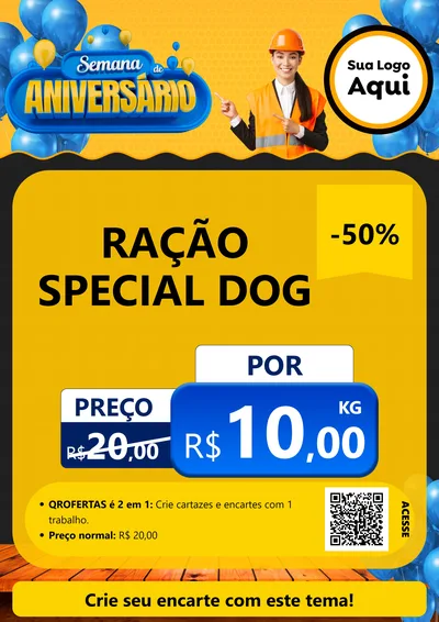 Modelo de Cartaz para Cartaz A4 Vertical com o tema Semana de Aniversário para Pet Shop