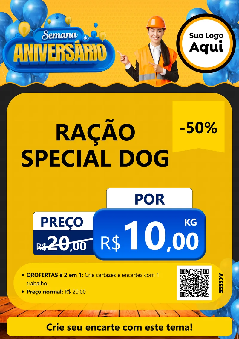 Modelo de Cartaz para Cartaz A4 Vertical com o tema Semana de Aniversário para Pet Shop