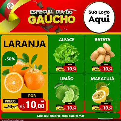 Modelo de Rede Social para Feed Facebook com o tema Especial Dia do Gaúcho para Hortifrúti