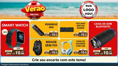 Modelo de TV para TV Horizontal com o tema Verão Imbatível para Informática