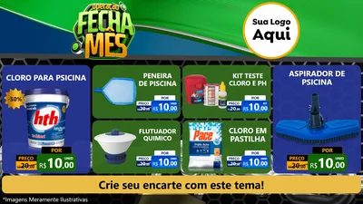 Modelo de TV para TV Horizontal com o tema Operação Fecha Mês para Produtos para Piscina