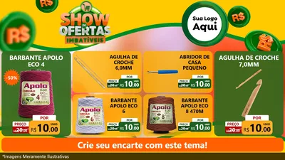 Modelo de TV para TV Horizontal com o tema Show de Ofertas Imbatíveis para Armarinho e Aviamentos