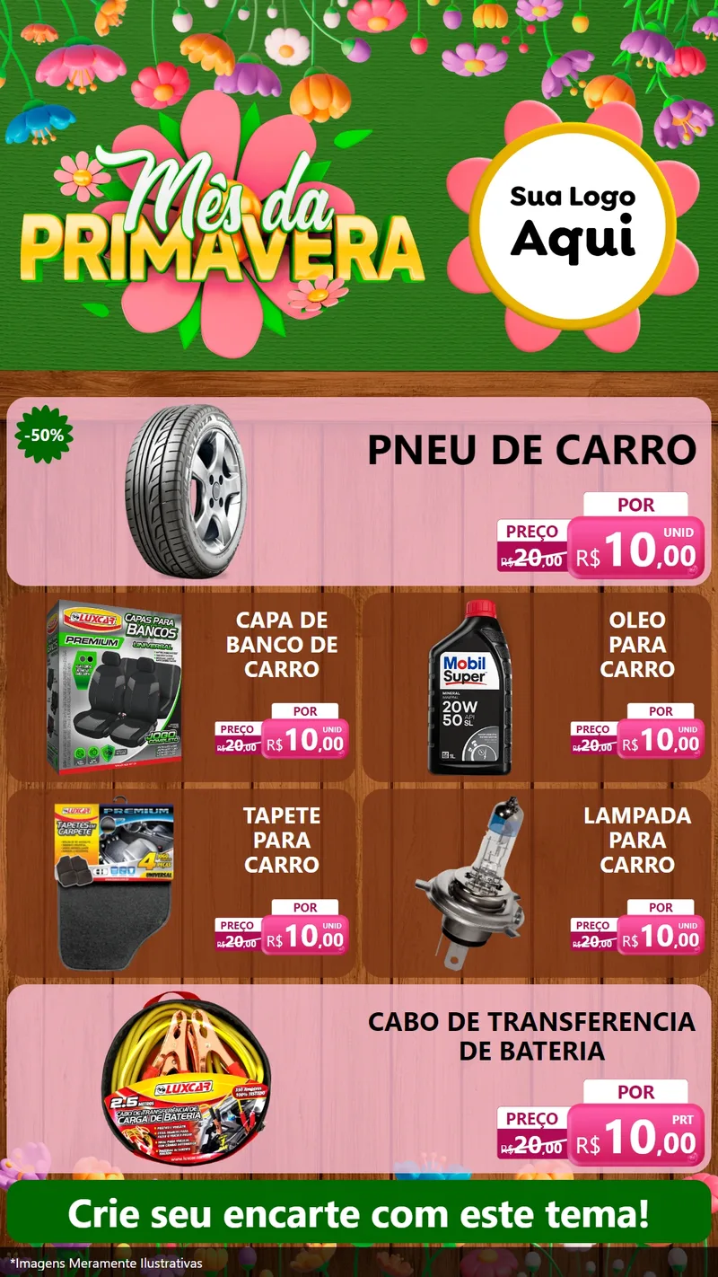 Modelo de TV para TV Vertical com o tema Mês da Primavera para Auto peças