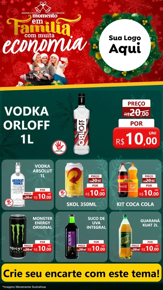 Modelo de Rede Social para Stories com o tema Momento em Família (Natal) para Distribuidora de bebidas
