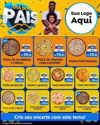 Modelo de Rede Social para Feed Instagram com o tema Dia dos Pais para Pizzaria