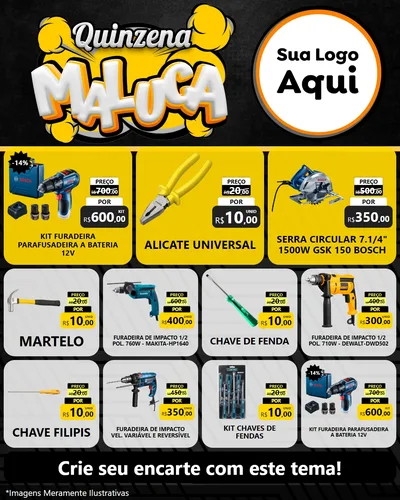 Modelo de Rede Social para Feed Instagram com o tema Quinzena Maluca para Maquinas e Ferramentas