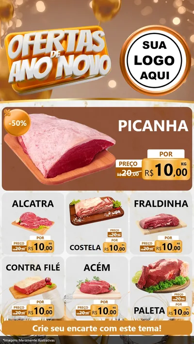 Modelo de Rede Social para Stories com o tema Ofertas de Ano Novo para Açougue