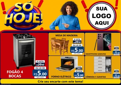 Modelo de Encarte para Encarte A4 Horizontal com o tema Só Hoje! para Móveis e Eletro