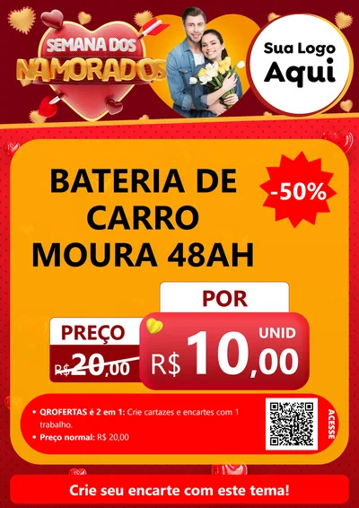 Modelo de Cartaz para Cartaz A4 Vertical com o tema Semana dos Namorados para Baterias Elétricas