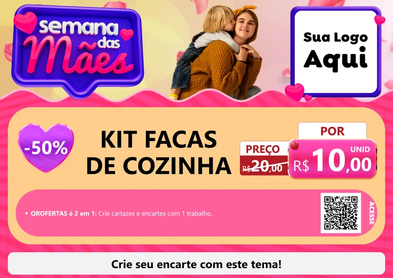 Modelo de Cartaz para Cartaz A4 Horizontal com o tema Semana das Mães para Utilidades Domésticas
