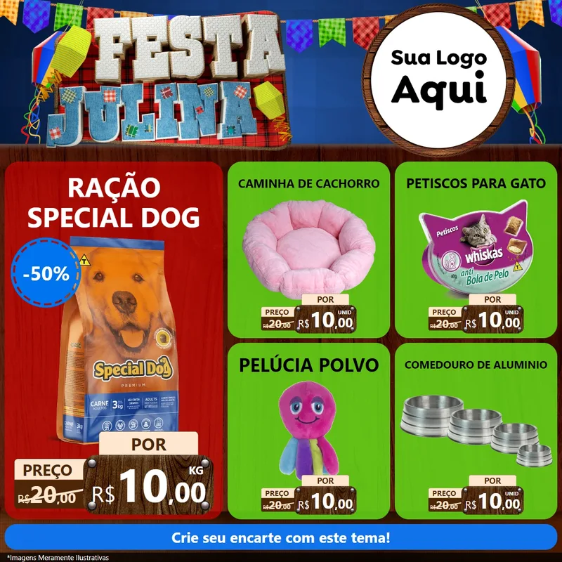 Modelo de Rede Social para Feed Facebook com o tema Festa Julina para Pet Shop