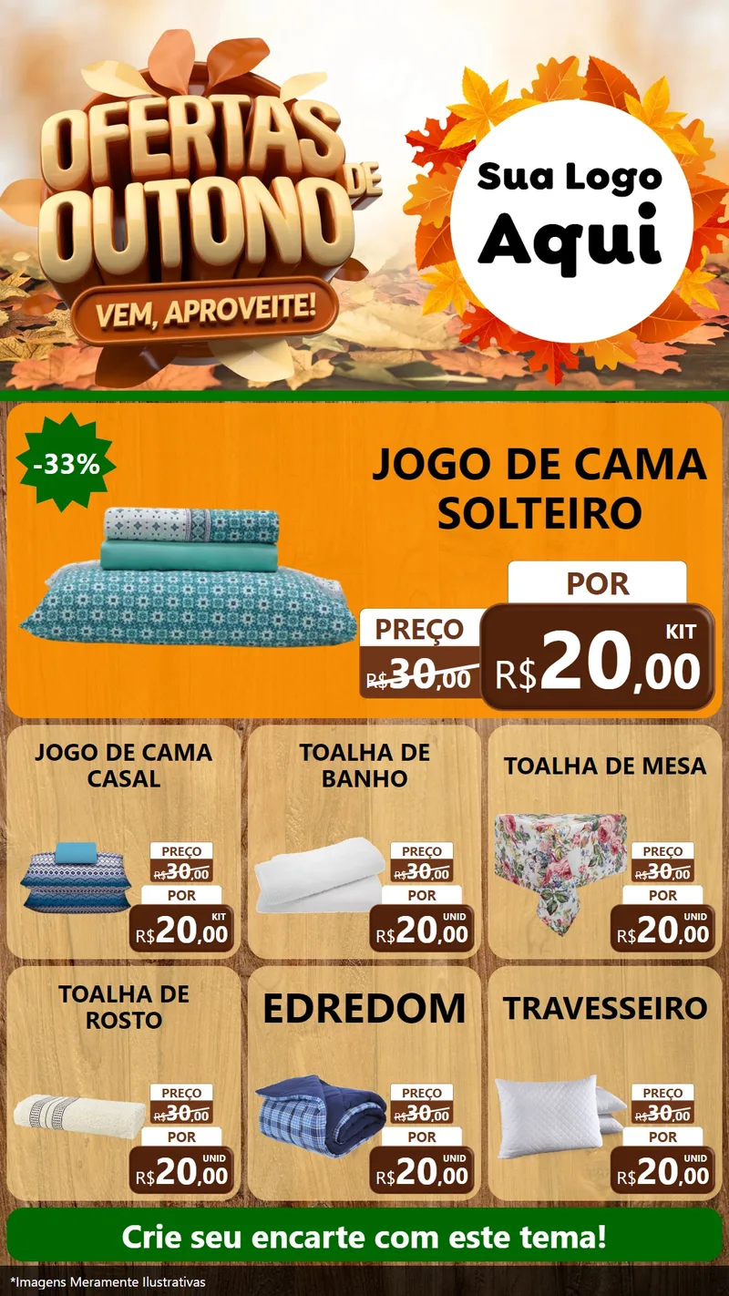 Modelo de Rede Social para Stories com o tema Ofertas de Outono - Vem, Aproveite! para Cama, Mesa e Banho