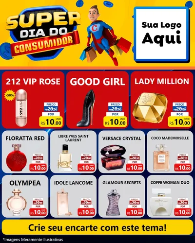 Modelo de Rede Social para Feed Instagram com o tema Super Dia do Consumidor para Perfumes
