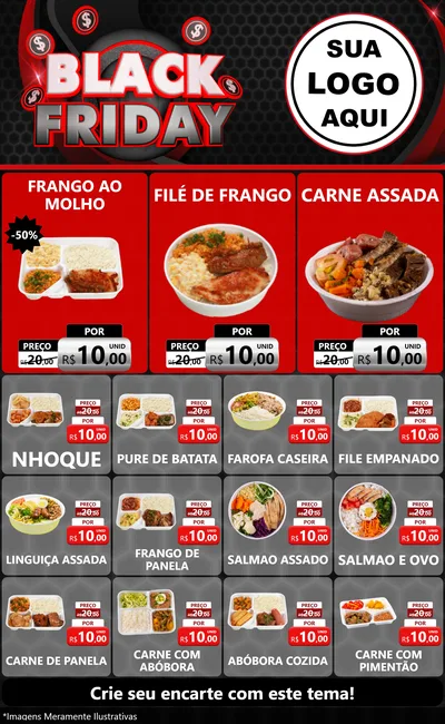 Modelo de Encarte para Encarte Grande com o tema Black Friday para Restaurante
