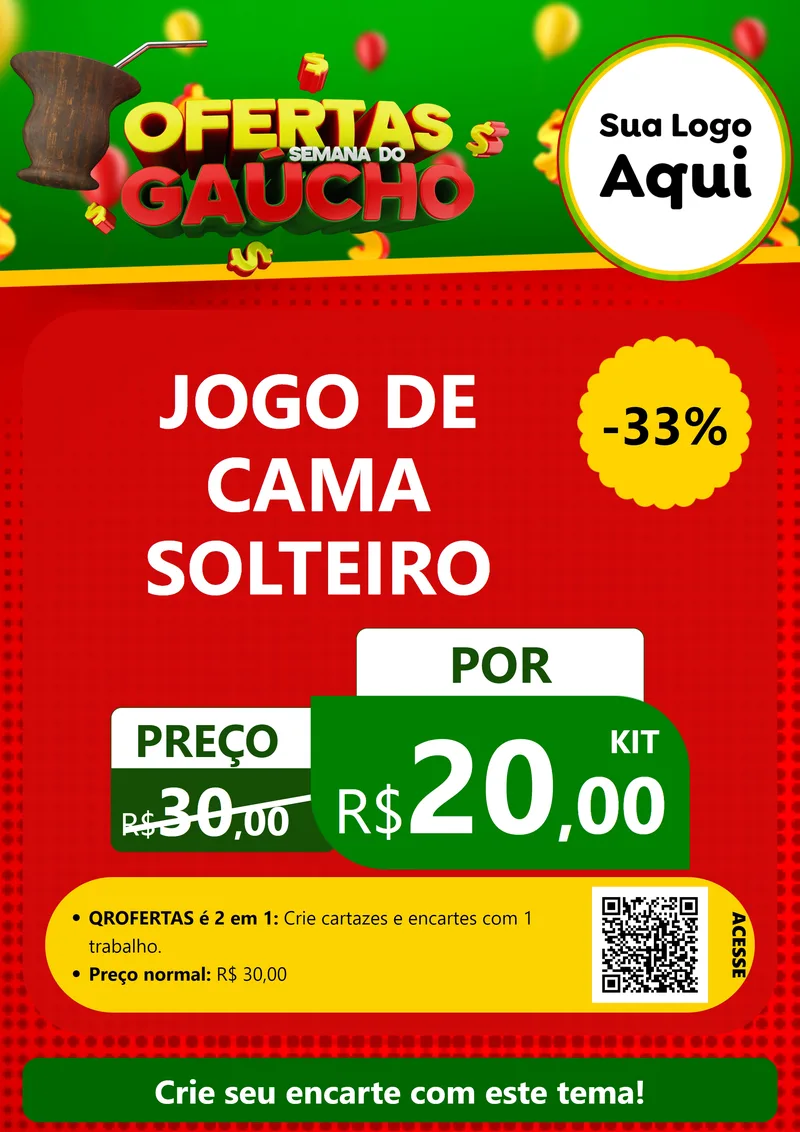 Modelo de Cartaz para Cartaz A4 Vertical com o tema Ofertas Semana Do Gaúcho para Cama, Mesa e Banho