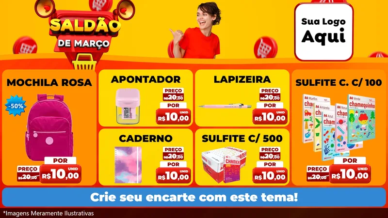 Modelo de TV para TV Horizontal com o tema Saldão de Março para Papelaria