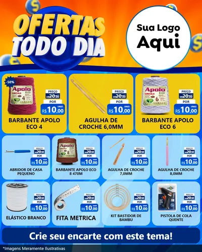 Modelo de Rede Social para Feed Instagram com o tema Ofertas Todo Dia para Armarinho e Aviamentos