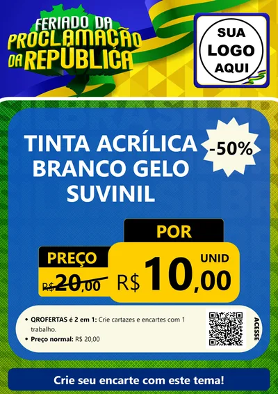 Modelo de Cartaz para Cartaz A4 Vertical com o tema Feriado da Proclamação da República para Tintas e Ferramentas