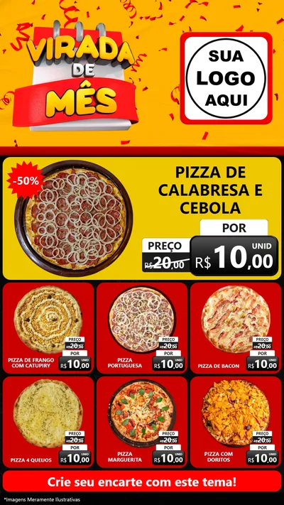Modelo de Rede Social para Stories com o tema Virada de Mês para Pizzaria
