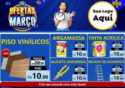 Modelo de Encarte para Encarte A4 Horizontal com o tema Ofertas de Março para Material para Construção