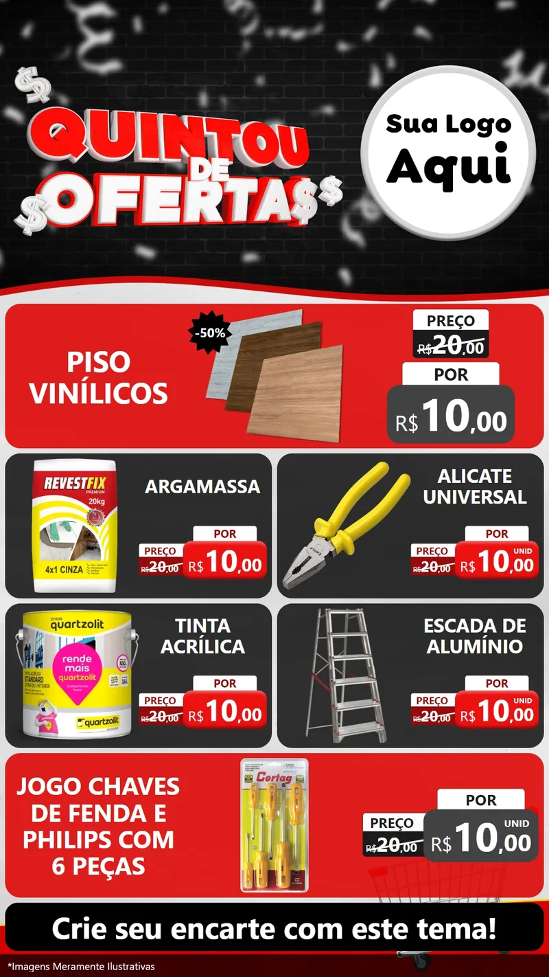 Modelo de TV para TV Vertical com o tema Quintou de Ofertas para Material para Construção