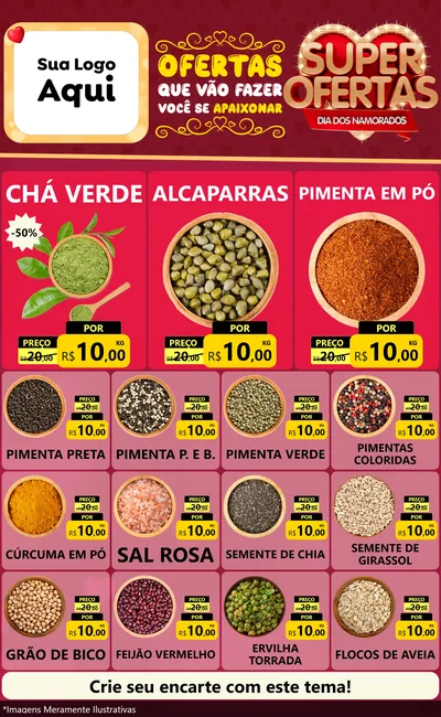 Modelo de Encarte para Encarte Grande com o tema Dia dos Namorados para Produtos Naturais
