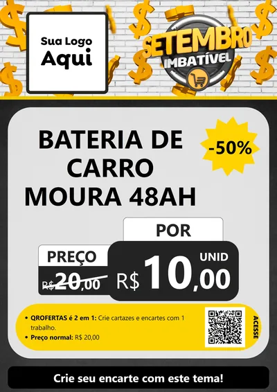 Modelo de Cartaz para Cartaz A4 Vertical com o tema Setembro Imbatível para Baterias Elétricas
