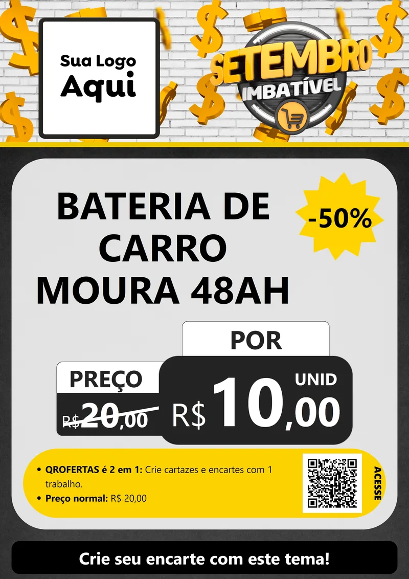 Modelo de Cartaz para Cartaz A4 Vertical com o tema Setembro Imbatível para Baterias Elétricas