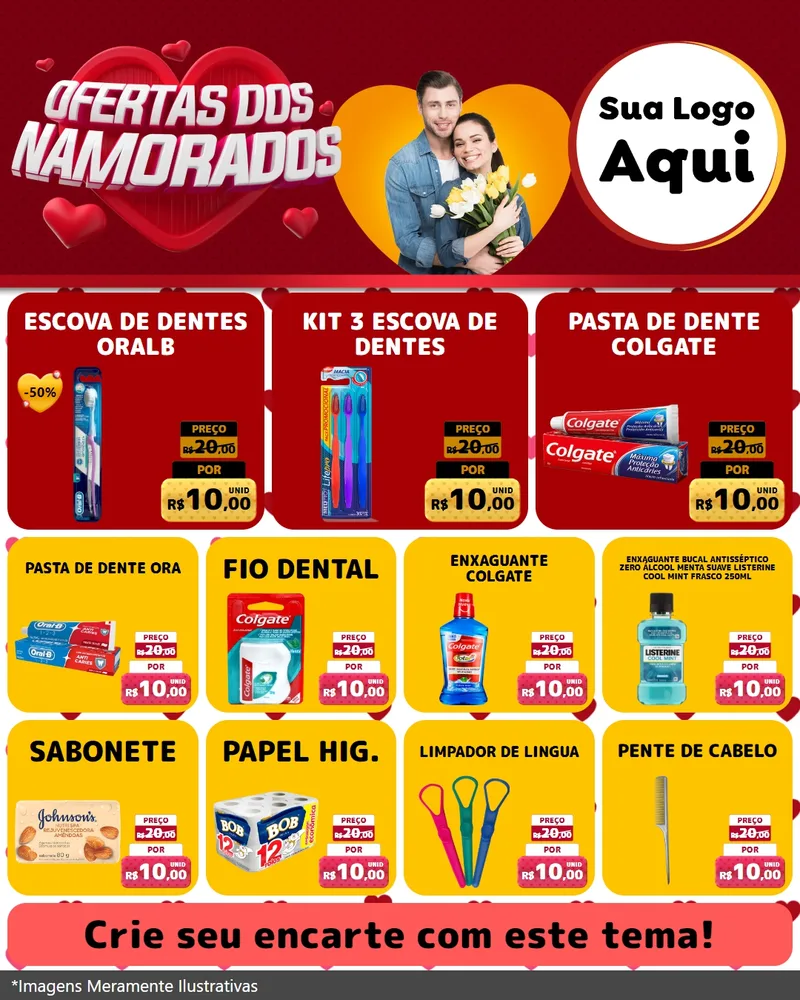 Modelo de Rede Social para Feed Instagram com o tema Ofertas Dos Namorados para Higiene Pessoal