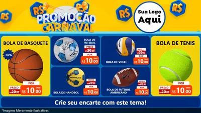 Modelo de TV para TV Horizontal com o tema Promoção de Carnaval para Artigos Esportivos