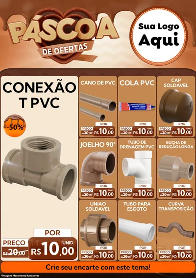 Modelo de Encarte para Encarte A4 Vertical com o tema Páscoa de Ofertas para Tubos e conexões