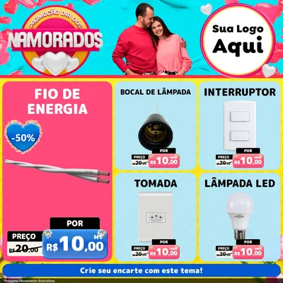 Modelo de Rede Social para Feed Facebook com o tema Promoção Dia dos Namorados para Materiais Elétricos