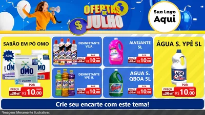 Modelo de TV para TV Horizontal com o tema Ofertas de Julho para Produtos de Limpeza