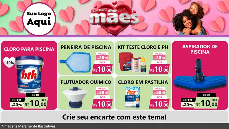 Modelo de TV para TV Horizontal com o tema Dia das Mães para Produtos para Piscina