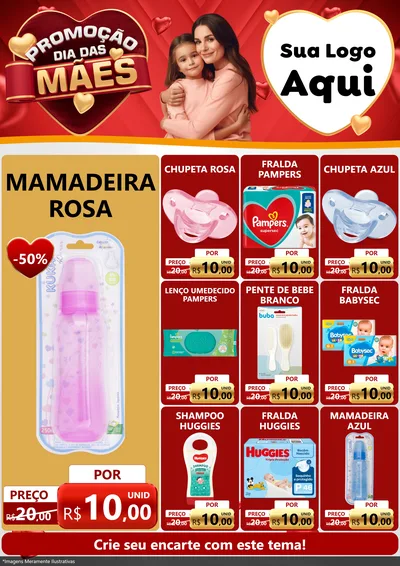 Modelo de Encarte para Encarte A4 Vertical com o tema Promoção Dia das Mães para Bebês