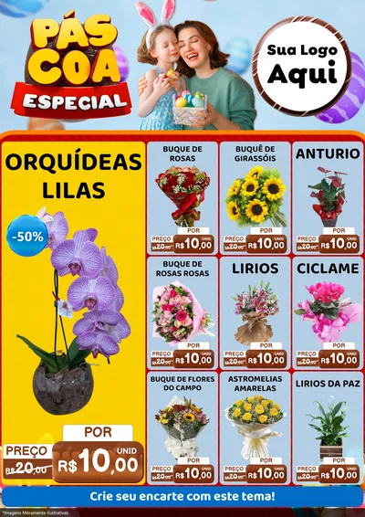 Modelo de Encarte para Encarte A4 Vertical com o tema Páscoa Especial para Floricultura e jardim