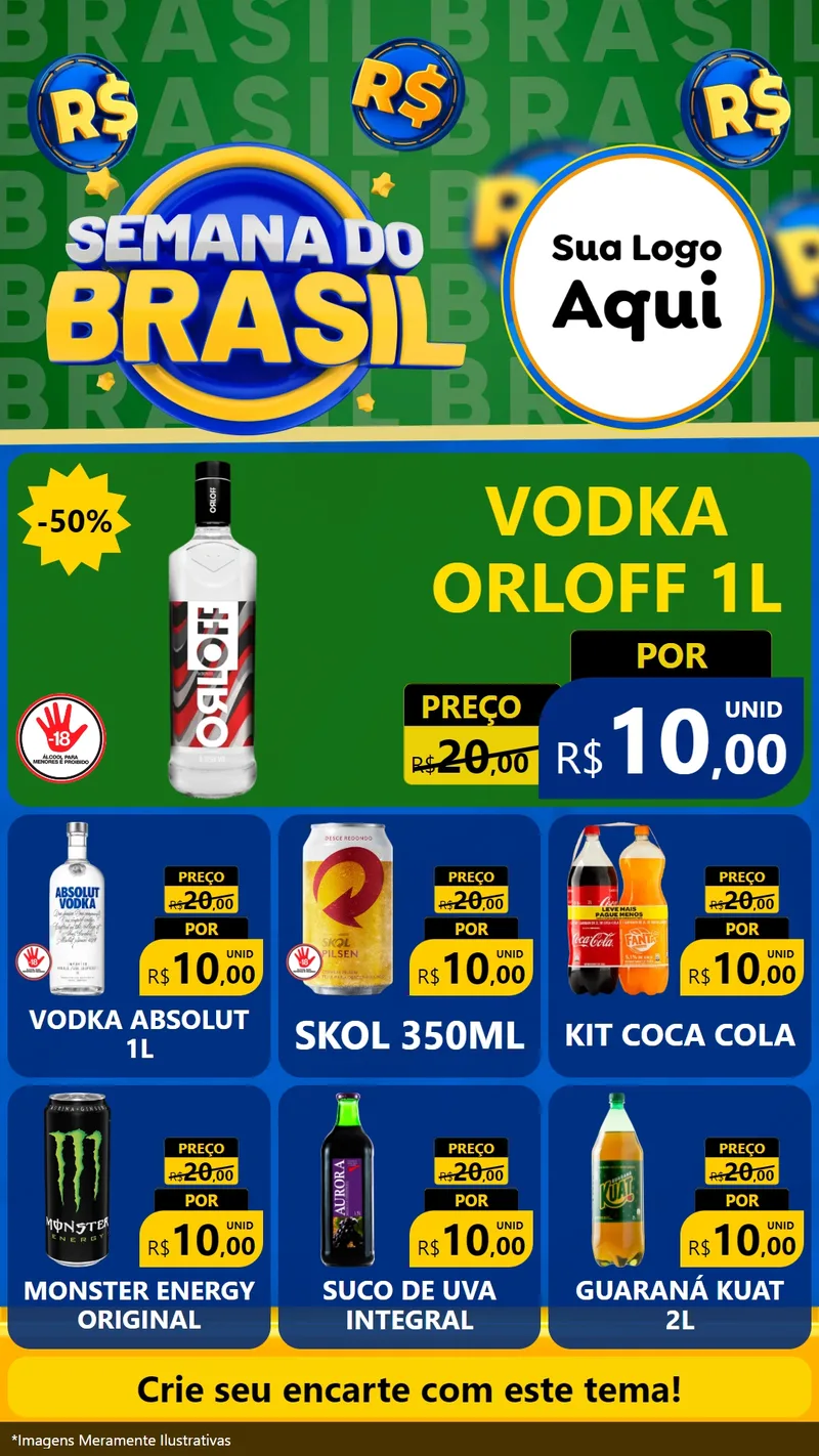 Modelo de Rede Social para Stories com o tema Semana Do Brasil para Distribuidora de bebidas