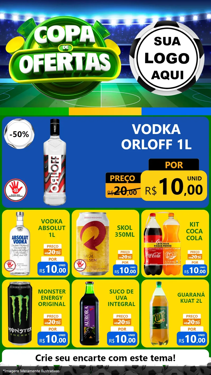 Modelo de Rede Social para Stories com o tema Copa de Ofertas para Distribuidora de bebidas