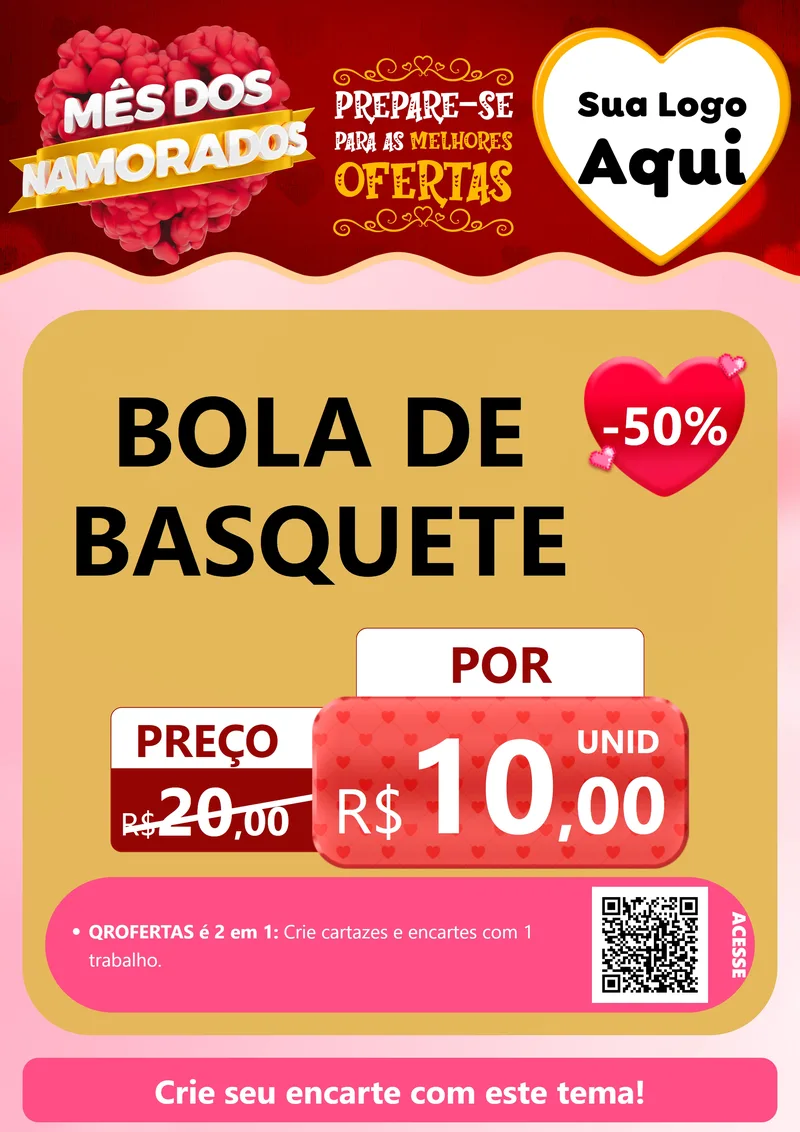 Modelo de Cartaz para Cartaz A4 Vertical com o tema Mês dos Namorados para Artigos Esportivos