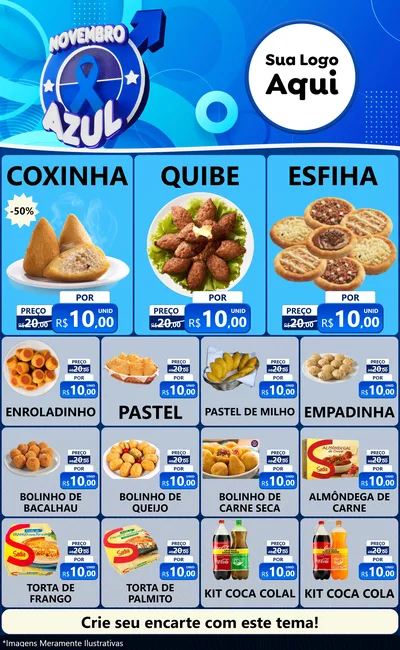 Modelo de Encarte para Encarte Grande com o tema Novembro Azul para Salgadaria