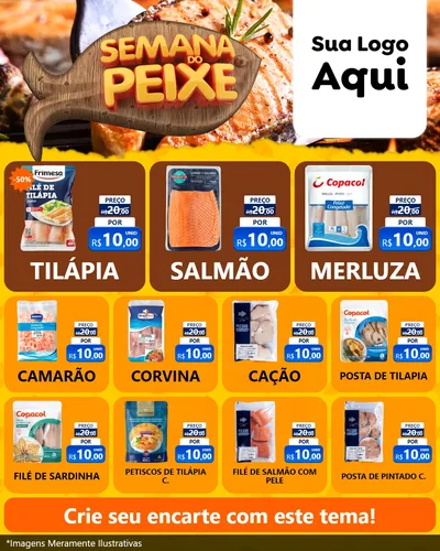 Modelo de Rede Social para Feed Instagram com o tema Semana do Peixe para Peixaria