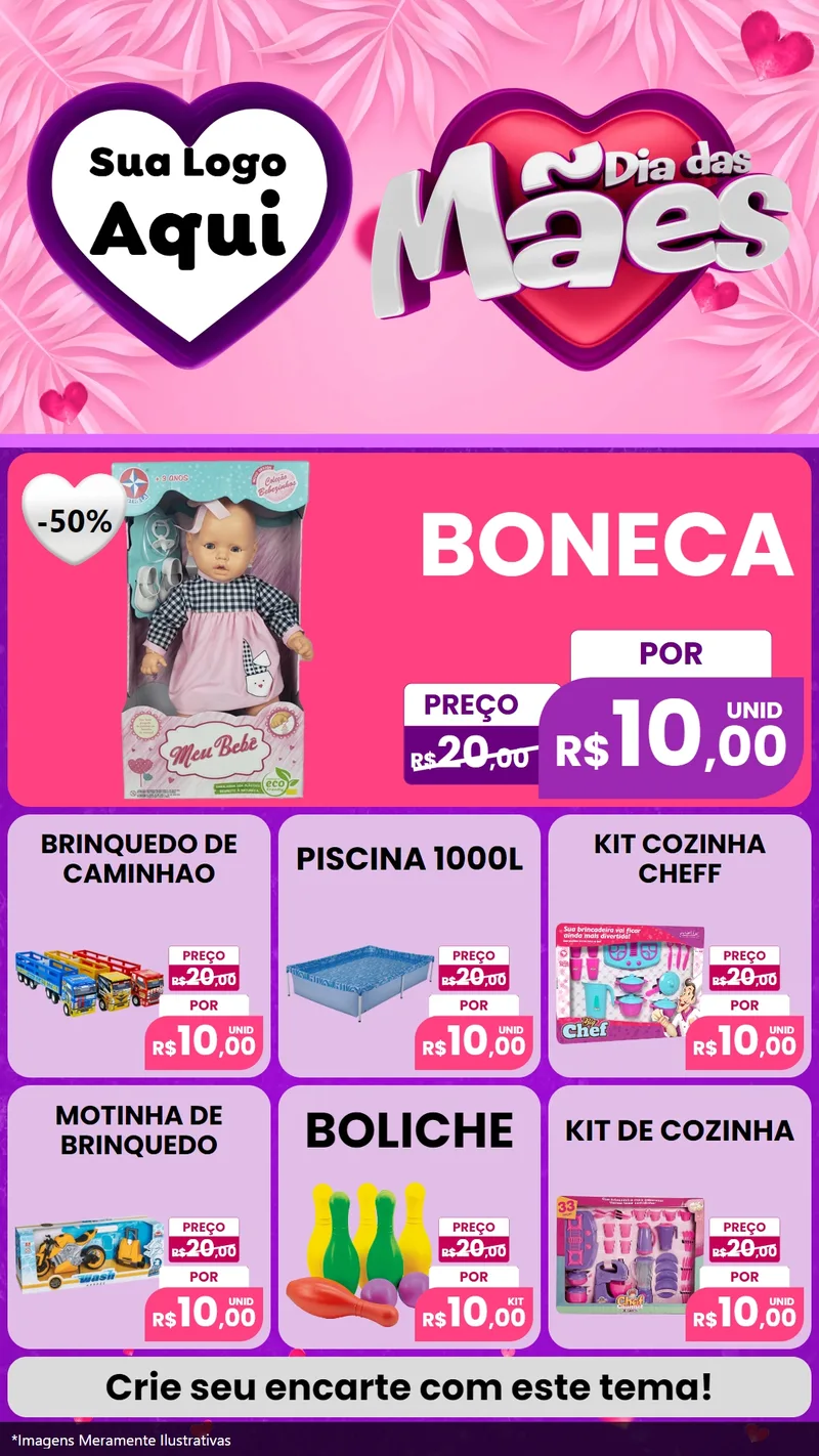 Modelo de Rede Social para Stories com o tema Dia das Mães para Brinquedos