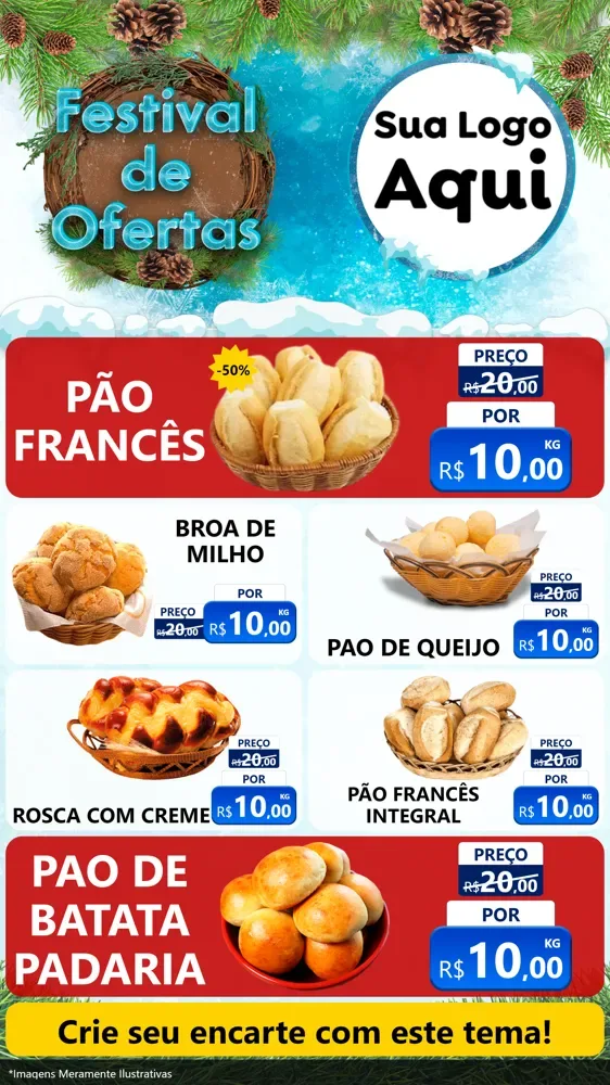 Modelo de TV para TV Vertical com o tema Festival de Ofertas - Inverno para Padaria