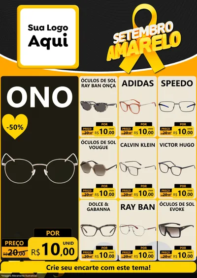 Modelo de Encarte para Encarte A4 Vertical com o tema Setembro Amarelo para Óticas