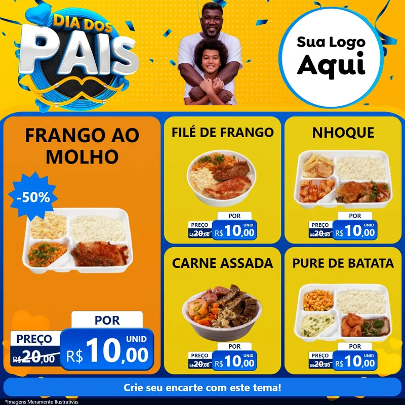 Modelo de Rede Social para Feed Facebook com o tema Dia dos Pais para Restaurante