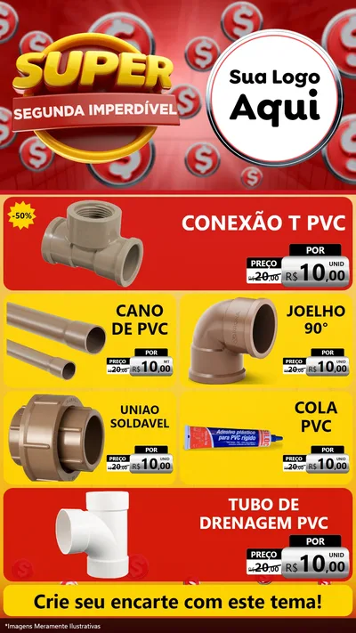 Modelo de TV para TV Vertical com o tema Super Segunda Imperdível para Tubos e conexões