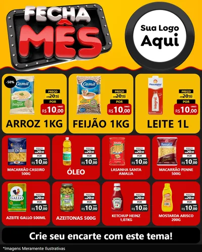 Modelo de Rede Social para Feed Instagram com o tema Fecha Mês para Supermercado