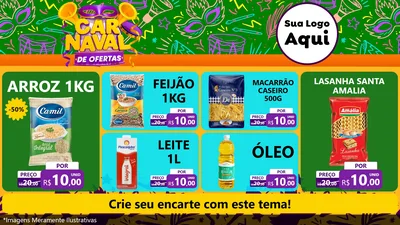 Modelo de TV para TV Horizontal com o tema Carnaval de Ofertas para Supermercado